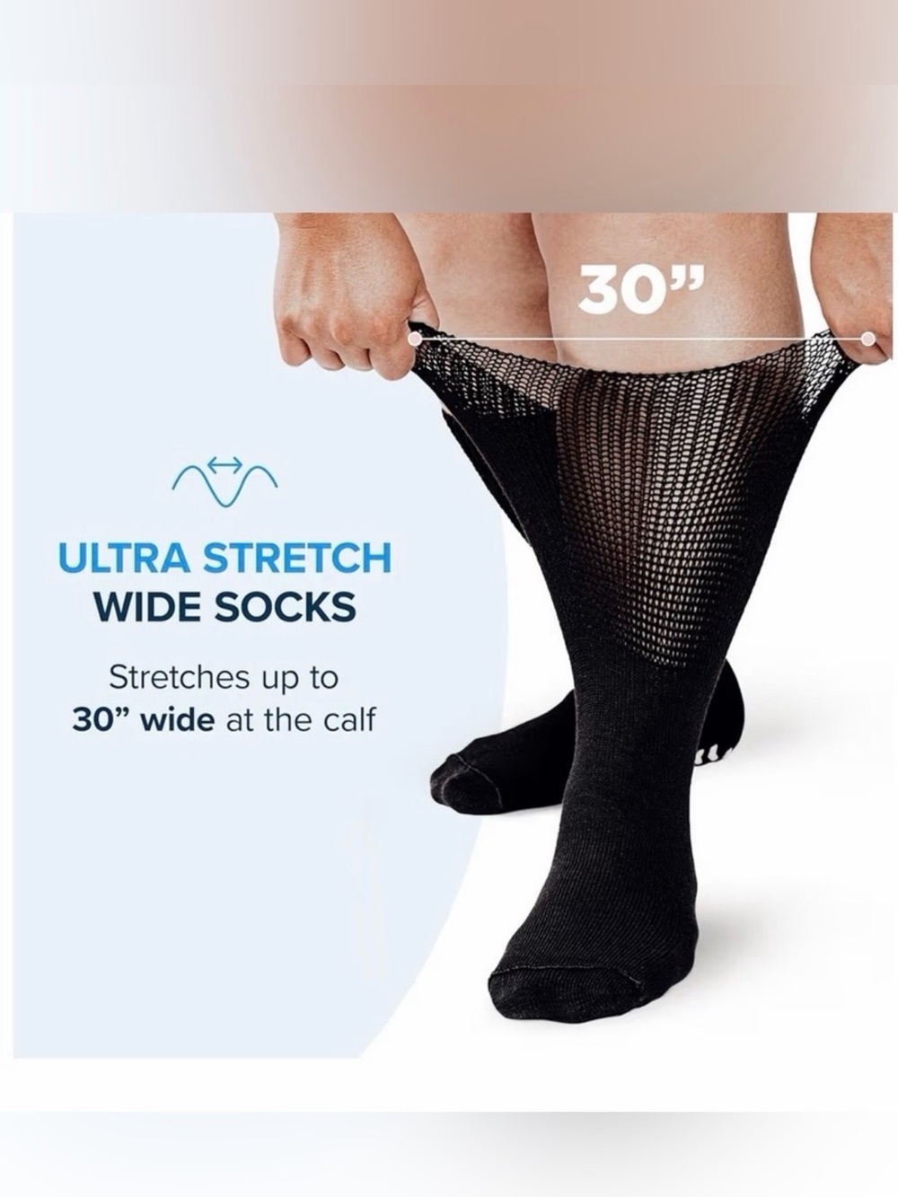 Ultra Stretch Wide Black Men's Socks - Breathable Support